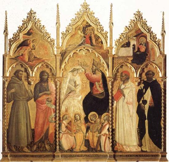 Giovanni dal ponte The Coronation of the Virgin with Four Angel Musicians,and SS.Francis and John the Baptist,ivo and Dominic oil painting image